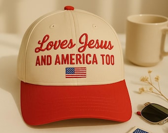 Embroidered Independence Day Hat, Christian Hat, 4th of July Hat, She Loves Jesus And America Too Hat, America Retro Hat, Usa Hat, USA Cap