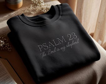 Embroidered Psalm 23 Sweatshirt: Christian Bible Verse, Retro Fall Faith