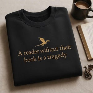 Felpa con quadrante ricamato "Cavalieri", maglione girocollo "Cavaliere del drago", regalo per un ritiro romantico tra i libri, ricamo "lettore senza il suo libro"