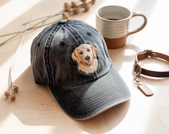 Custom Embroidered Pet Photo Hat, Personalized Dog/Cat Cap