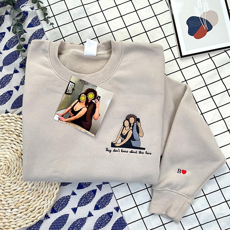 Custom Embroidered Sweatshirt Custom Embroidered Hoodie Custom Photo Portrait Custom Embroidered Shirt  Family Faceless Portrait Gift