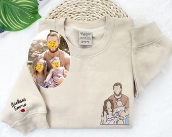 Custom Embroidered Sweatshirt Dad Shirt Father Day Gift Photo Sweatshirt Couple Shirt Couples Portrait Custom Photo Sweatshirt Personalized