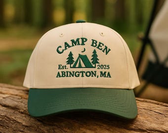 Custom Camp Bachelorette Hat, Embroidered Baseball Cap, Hiking Bachelorette Hat, Bride Camping Trip Gift, Vintage Outdoor Party Hat