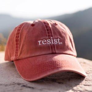 Resist Embroidered Washed Hats FDT Democrat Gift, Political Protest Resist Baseball Cap, Leftist Anti-MAGA Liberal Progressive Hat
