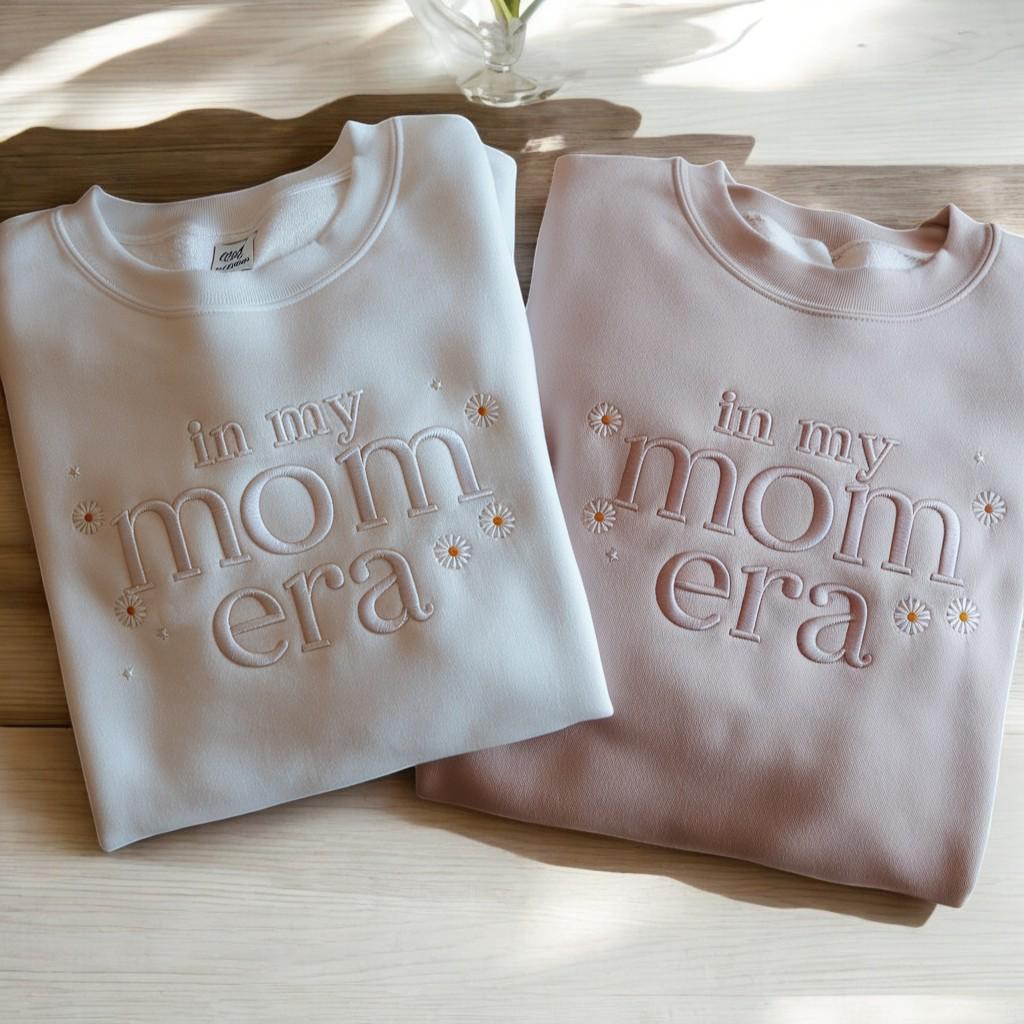 Embroidered In My Mom Era Crewneck || Minimal Crewneck || Mom Sweatshirt || Trendy Mom Apparel || Mother&#39;s Day || Embroidered Pullover
