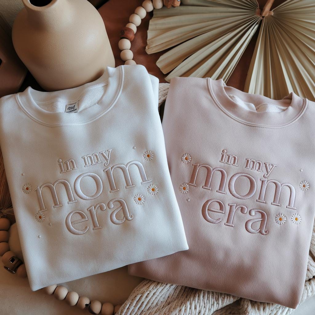Embroidered In My Mom Era Crewneck || Minimal Crewneck || Mom Sweatshirt || Trendy Mom Apparel || Mother&#39;s Day || Embroidered Pullover