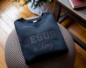 Embroidered Jesus Is King Shirt: Minimalist Christian Apparel