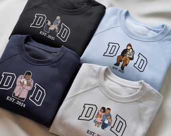 Custom Embroidered Dad Sweatshirt, Photo Gift for Father