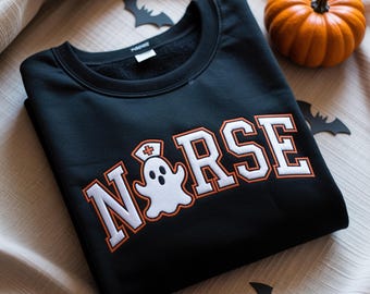 Embroidered Halloween Nurse Sweatshirt, Nurse Sweatshirt, School Nurse Shirt, Nurse Life Shirt, Nurse Hoodie, Nursing Student,Gift For Nurse