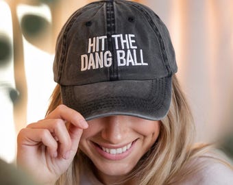 Embroidered Hit the Dang Ball Washed Hat, Caps, Trendy Baseball