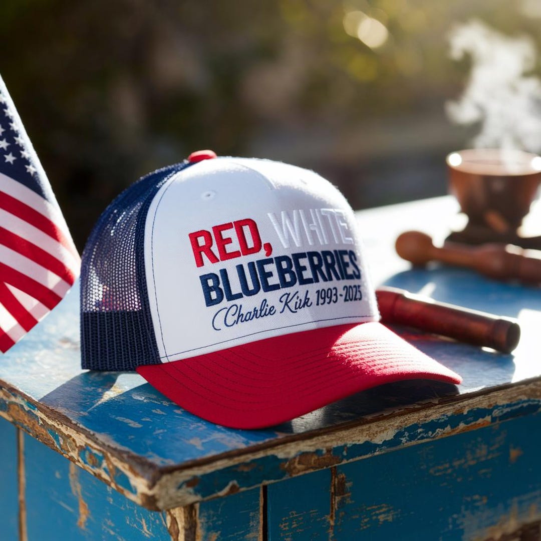 Red, White & Blueberries\' Handpainted leopard bling  Trucker Hat Bling Leopard Cap - Etsy main image 2