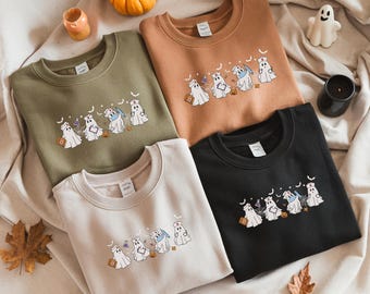 Embroidered Ghost Nurse Sweatshirt, Spooky Halloween Shirt