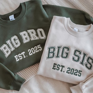 Embroidery Big Bro Big Sis Youth Toddler Sweatshirt, Custom Embroidered Sweatshirt, Big Sister Sweatshirt,Toddler Sweatshirt,Big Sister Gift