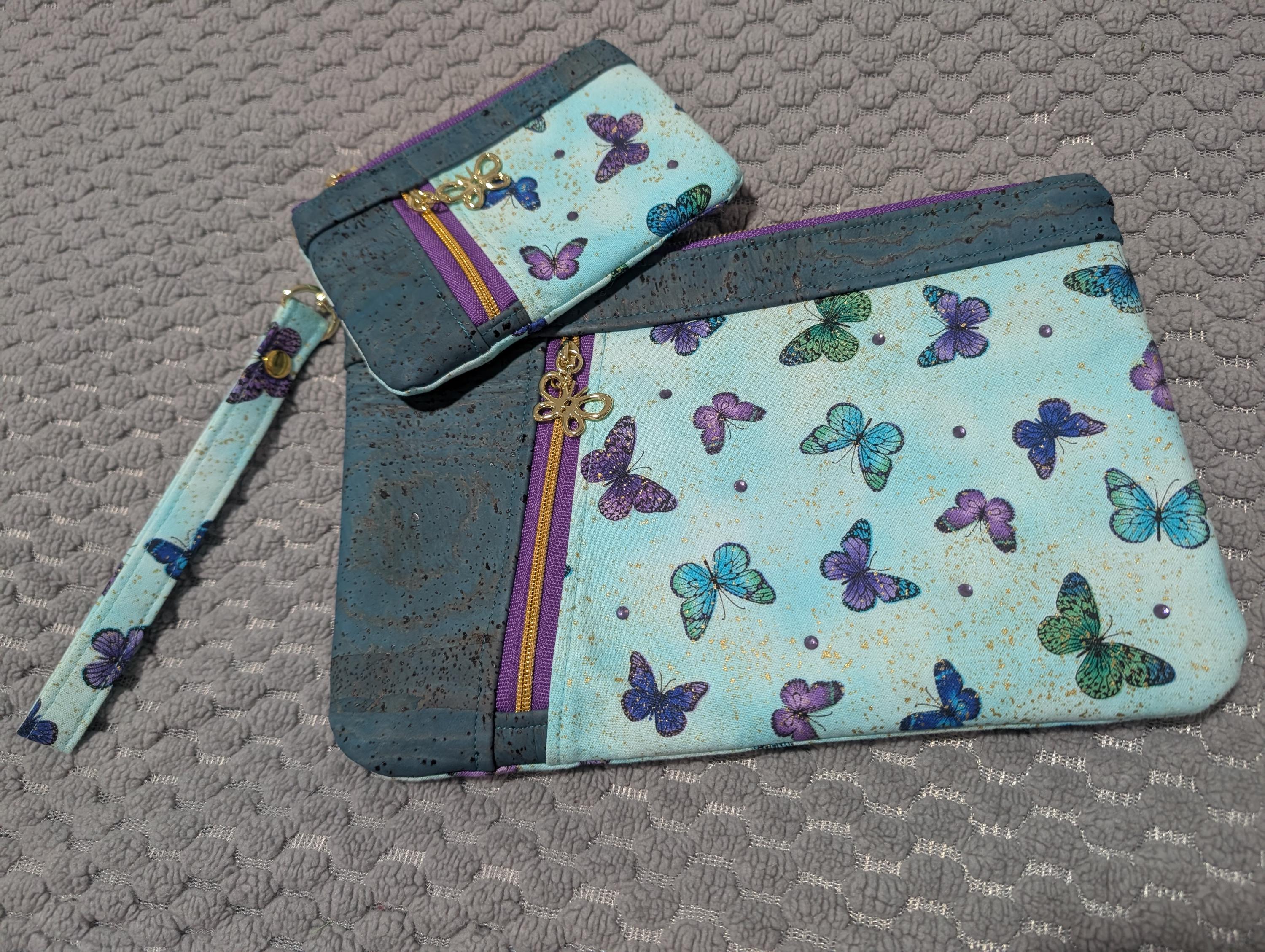 Portefeuille Liège Personnalisable | Motif Papillon Et Fleur | Avec Anneau Pour Clés | Dimensions 10,5 X 9 Cm | Fabriqué En France - 3