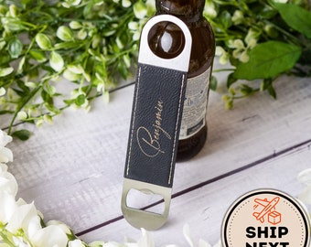 Personalized Leather Bottle Opener, Engraved Beer Lover Gift