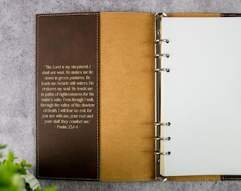 Personalized Leather 6-ring Journal With Clasp | Custom Laser Engraved Refillable Prayer Journal, Custom Diary for Women, A5 bullet journal