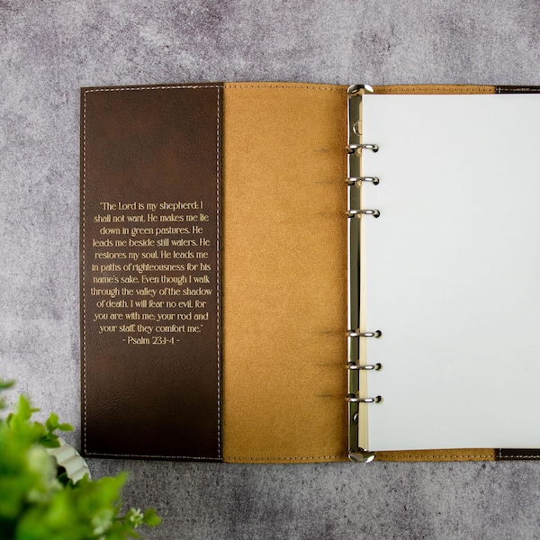 Personalized Leather 6-ring Journal With Clasp | Custom Laser Engraved Refillable Prayer Journal, Custom Diary for Women, A5 bullet journal