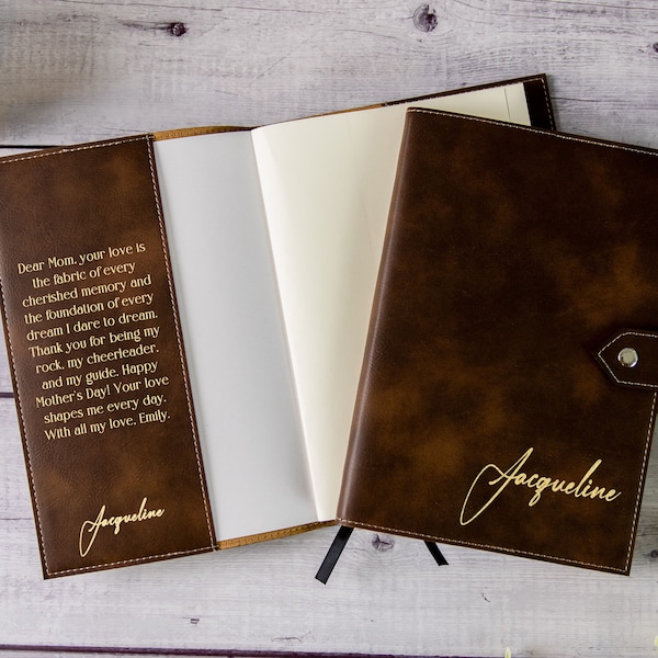 Personalized Engraved Leather Lined Journal With Clasp, Personalized Prayer Journal, Custom Diary for Women, Mother's Day Gift, Gift for Mom