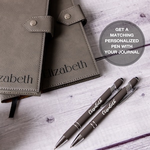 Personalized Engraved Leather Journal With Clasp and Pen, Custom Leather Notebook and Pen Set, Custom Diary for Women, Gift for Mom and Dad