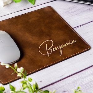 Custom Engraved Leather Mousepad, Personalized Mouse Pad, Coworker gift, Boss Gift, Office Gift, Mother's Day Gift, Gift For Mom & Dad