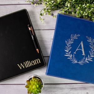 Custom Engraved Leather 3 Ring Binder Portfolio & Pen, Personalized  8.5 x 11 Letter Binder, Office Gifts, Colleague gift, Business Binder