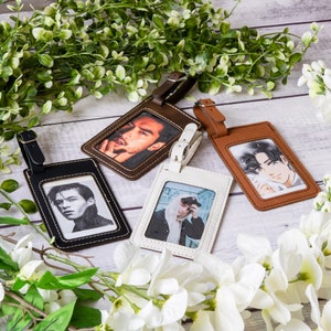 Porte-clés photo en cuir monogramme personnalisé, photo porte-clés en cuir personnalisé pour homme et papa, porte-carte photo Kpop, porte-clé photo chien animal de compagnie