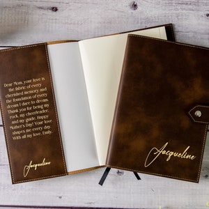 Personalized Engraved Leather Lined Journal With Clasp, Personalized Prayer Journal, Custom Diary for Women, Mother's Day Gift, Gift for Mom