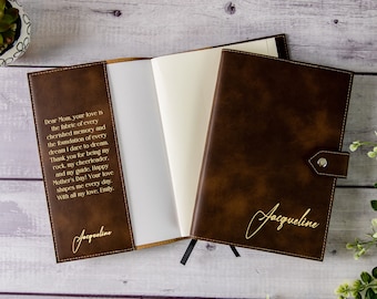 Personalized Engraved Leather Lined Journal With Clasp, Personalized Prayer Journal, Custom Diary for Women, Mother's Day Gift, Gift for Mom