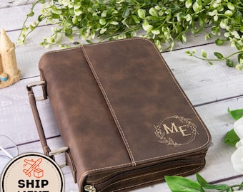 Personalized Black Leather Hardback Book Cover, Extra Large 8 3/4 x 11 Custom Engraved Leather Book Cover With Zipper For Women and Men