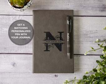 Personalized Engraved Leather Journal and Pen For Women, Custom Leather Notebook and Pen Set, Custom Diary for Women, Gift for Mom and Dad