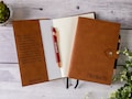 Custom Leather Notebook With Clasp and Pen Set, Personalized Engraved Leather Journal and Pen, Custom Diary for Her, Gift for Mom and Dad product logo