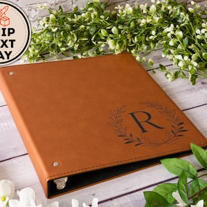 12x12 Leather Scrapbook Album, Rustic Personalized Family Photo