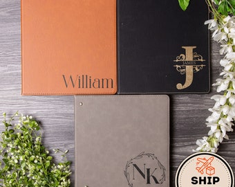 Personalized Leather 3 Ring Binder Portfolio, Custom A4 Leather Binder, 1" and 2" Leather Ring Binder Office Gift For Employees & Colleagues