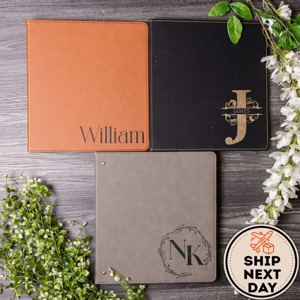 Personalized Leather 3 Ring Binder Portfolio, Custom A4 Leather Binder, 1" and 2" Leather Ring Binder Office Gift For Employees & Colleagues