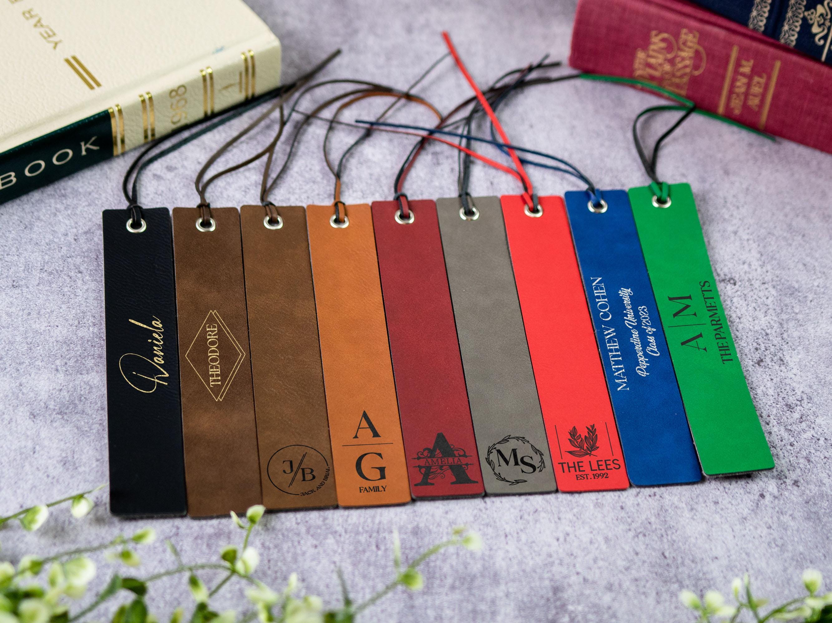 Custom Leather Bookmark, Personalized Laser Engraved Quote & Initials ...