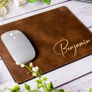 Custom Engraved Leather Mousepad, Personalized Mouse Pad, Coworker gift, Boss Gift, Office Gift, Mother's Day Gift, Gift For Mom & Dad