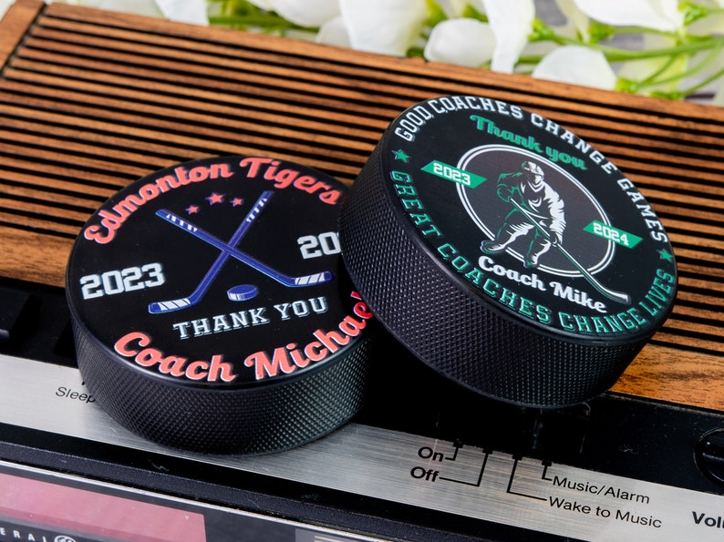 Custom Printed Hockey Puck Gift, Personalized Hockey Puck, Hockey Coach Gift, Hockey Team Roster Custom Gifts, Hockey Mom & Dad Gifts image 3