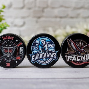 Custom Printed Hockey Puck Gift, Personalized Hockey Puck, Hockey Coach Gift, Hockey Team Roster Custom Gifts, Hockey Mom & Dad Gifts image 2