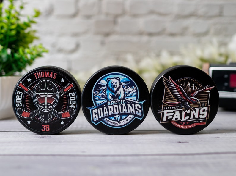 Custom Printed Hockey Puck Gift, Personalized Hockey Puck, Hockey Coach Gift, Hockey Team Roster Custom Gifts, Hockey Mom & Dad Gifts image 2