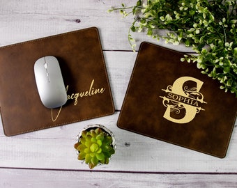 Personalized Laser Engraved Leather Mouse Pad, Custom MousePad, Coworker gift, Boss Gift, Office Gift, Mother's Day Gift, Gift For Mom