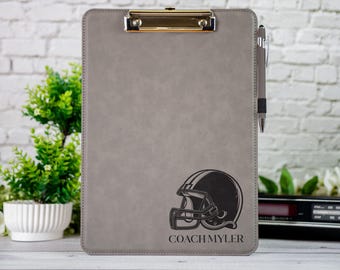 Personalized Leather Coach Clipboard, Custom Clipboard for Sports Coaches, Baseball, Soccer, Hockey, Basketball Coach Gift