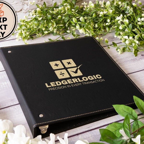 Custom Logo Leather 3 Ring Binder Portfolio, Personalized Logo Leather 8 x 11 Binder, Leather Ring Binder, Office Gift For Employees