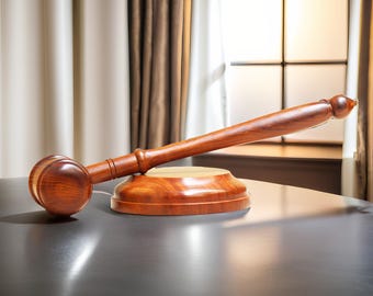 Handcrafted Hardwood Gavel and Sound Block Set: Elegant Office Decor