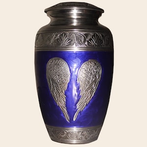 Angel Wings Handmade Large Funeral Cremation Urn for Human Ashes, Affordable Adult Urn - Beautiful Memorial Keepsakes