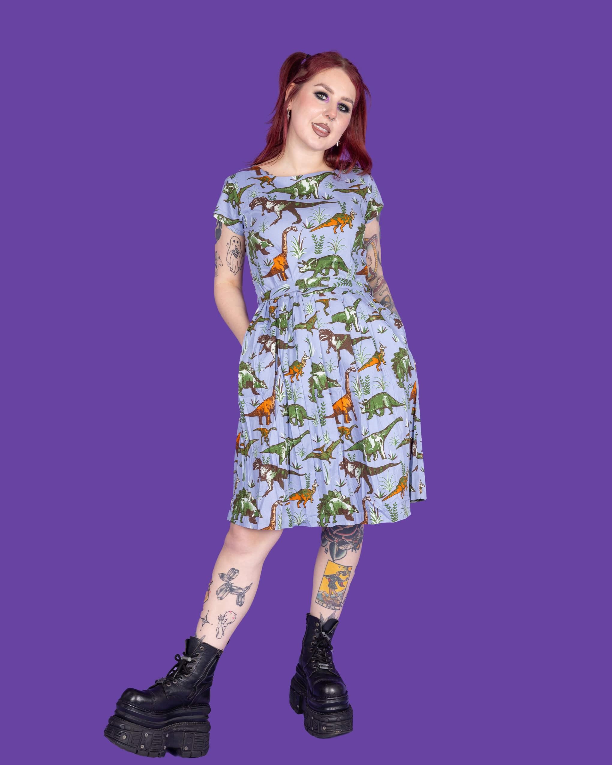 Women's Dinosaur Print Dress - Etsy Women's Dinosaur Print Dress - Etsy