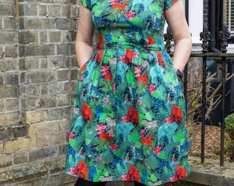 Inspiration rétro, Run & Fly, Imprimé jungle, Robe midi, Vêtements pour femmes