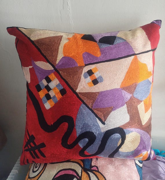 Abstract Art, Art, Pillow Covers, Silk Embroidered, Gift Ideas
