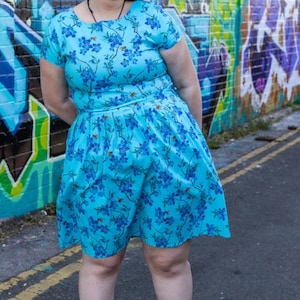 Inspired Retro, Run & Fly, Cherry Blossom Blue, Tea Dress, Womenswear