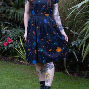 Inspired Retro, Run & Fly,  Cosmic Space , Tea Dress, Womenswear