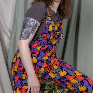 ONLY 4XS IS AVAILABLE Dungarees, Cat Print, Unisex, Overalls, Festivals, Womenswear, Menswear, Cats, Cat Lover, Run & Fly